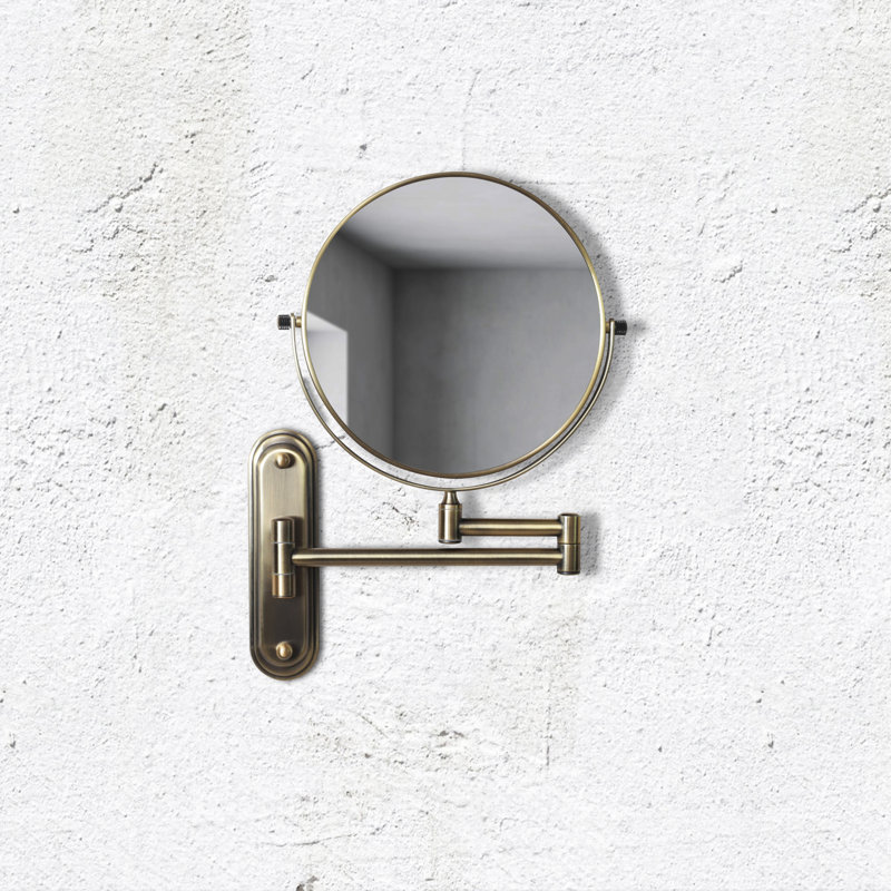 Afraz Taylor Reversible 5X Magnifying Wall Mirror - Chrome, Aged Brass