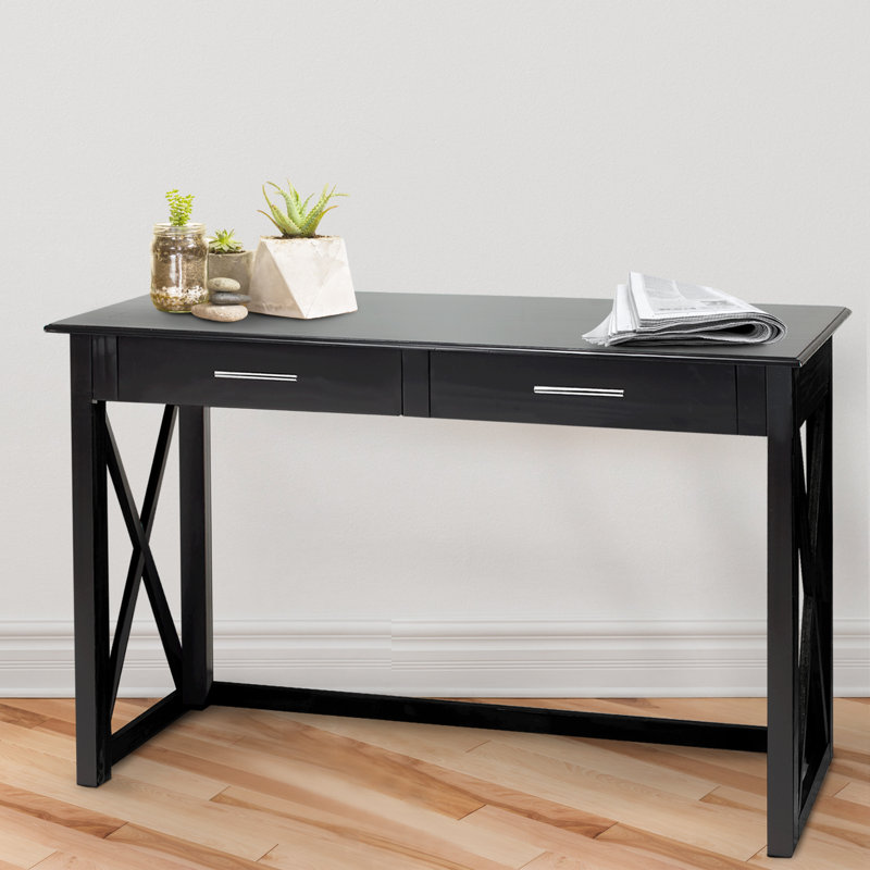 Jeska 48 " W Solid Wood Top Console Table, Black