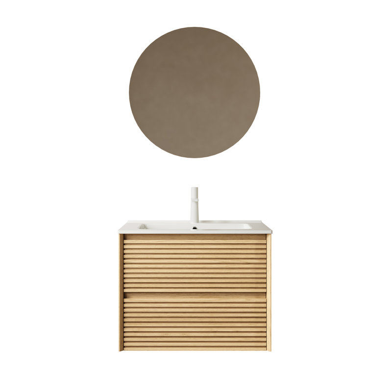 Meuble-lavabo à rayures 24 po avec lavabo Smithton, Jaune