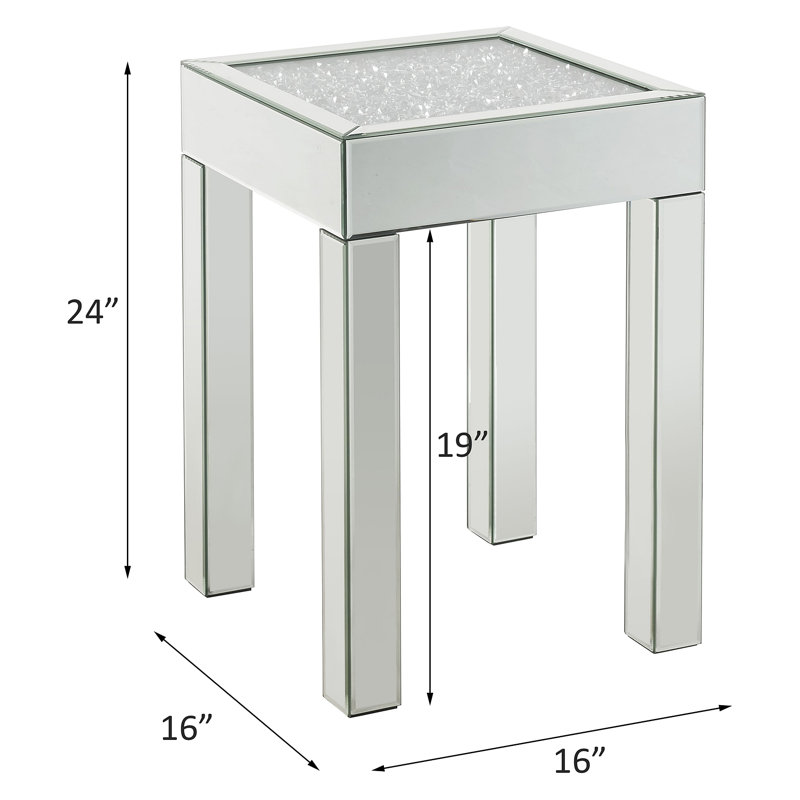 Table de bout miroitante en faux diamants
