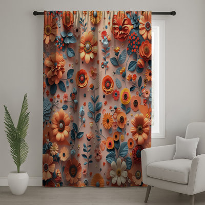 Rideaux à motif floral, voilages et voilages à motif floral - 1 panneau