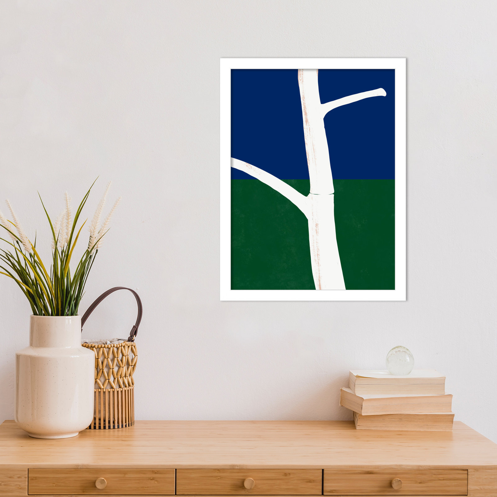 White Bark Print by Little Dean, Black Framed, 17" H x 13" W