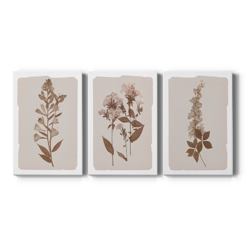 Monochromes botaniques I - Toile tendue avec châssis sur mesure - 3 pièces, H 36 po x l 72 po