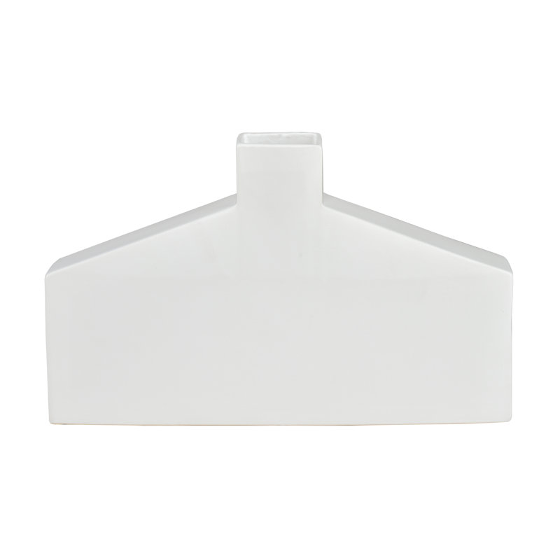 Vase Drue - court blanc mat, H 10,25 po x l 16,25 po x P 2,5 po, Blanc mat