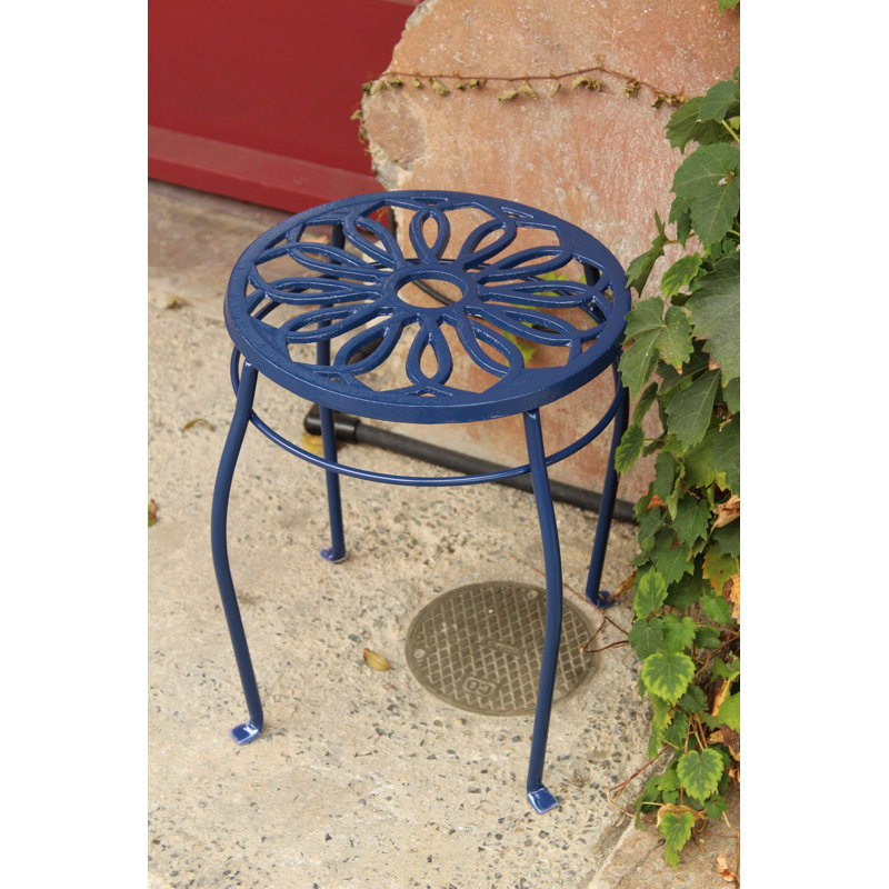 Support pour plante rond à piédestal Moscow, Blue
