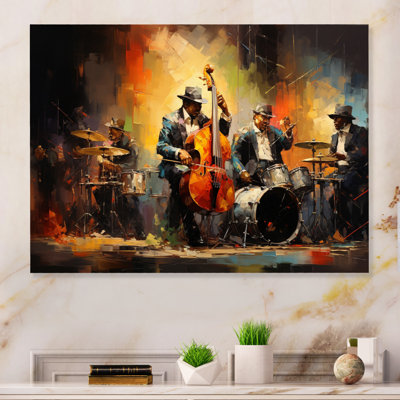 Bande de jazz jaune et orange sur impression métallique