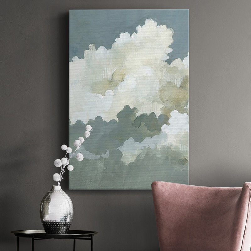 Big Clouds I - Toile tendue avec châssis de qualité supérieure - prête à être accrochée, H 48 po x l 32 po x P 1 po
