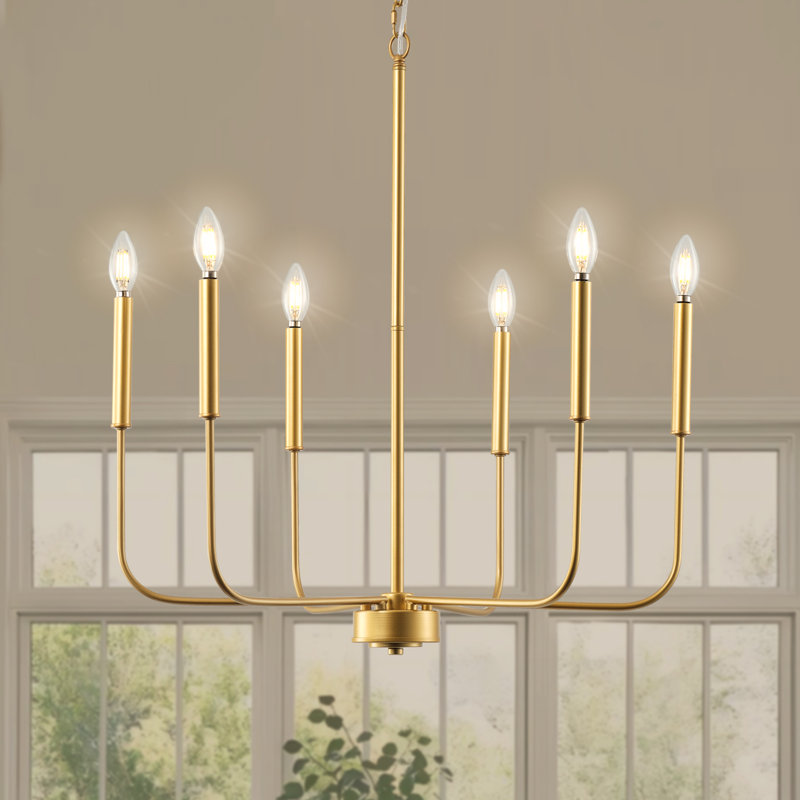 Lustre classique / traditionnel à 6 lumières de style bougie Clerise, Or