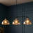 3 Light 45inches Dimmable Modern Kitchen Island Linear Pendant Mercury Glass Shades