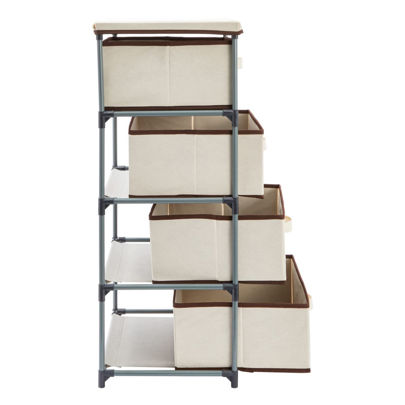 Commode à 4 niveaux pour chambre à coucher, Beige