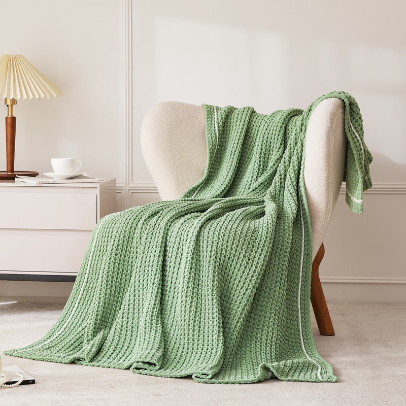 Waffle knit throw blanket, Sage