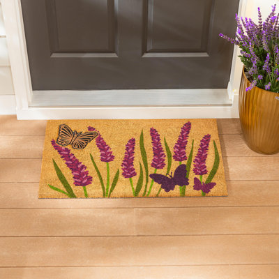 Lavender Field of Dreams Mat with Rubber Embossed Butterfly