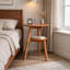 Table d'appoint ronde à 2 niveaux en bois massif avec tablette de rangement pour salon et chambre à coucher, couleur naturelle-335994129