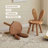 Solid Wood Rabbit Stool with Ear Backrest-1431075411