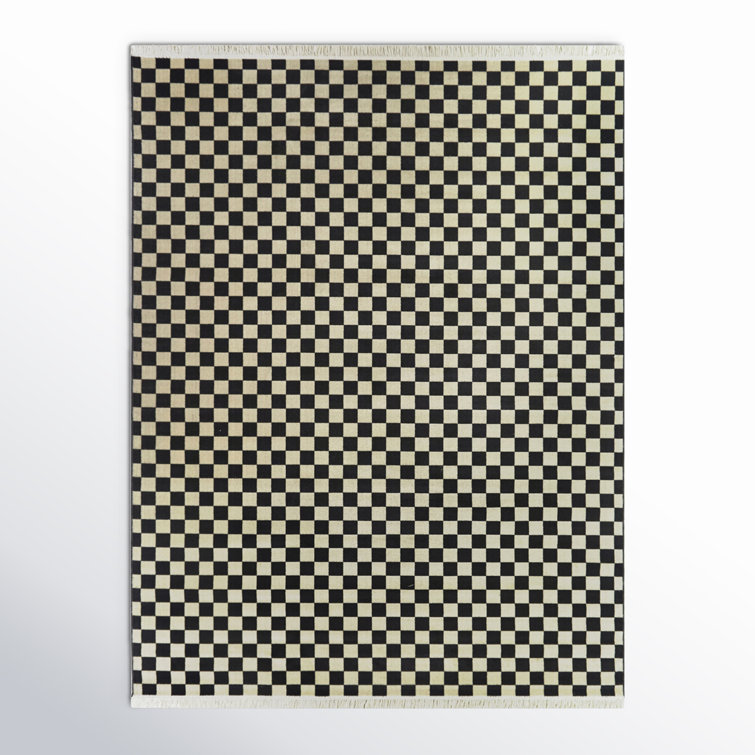 Habra Checkered Recycled Black / Ivory Rug
