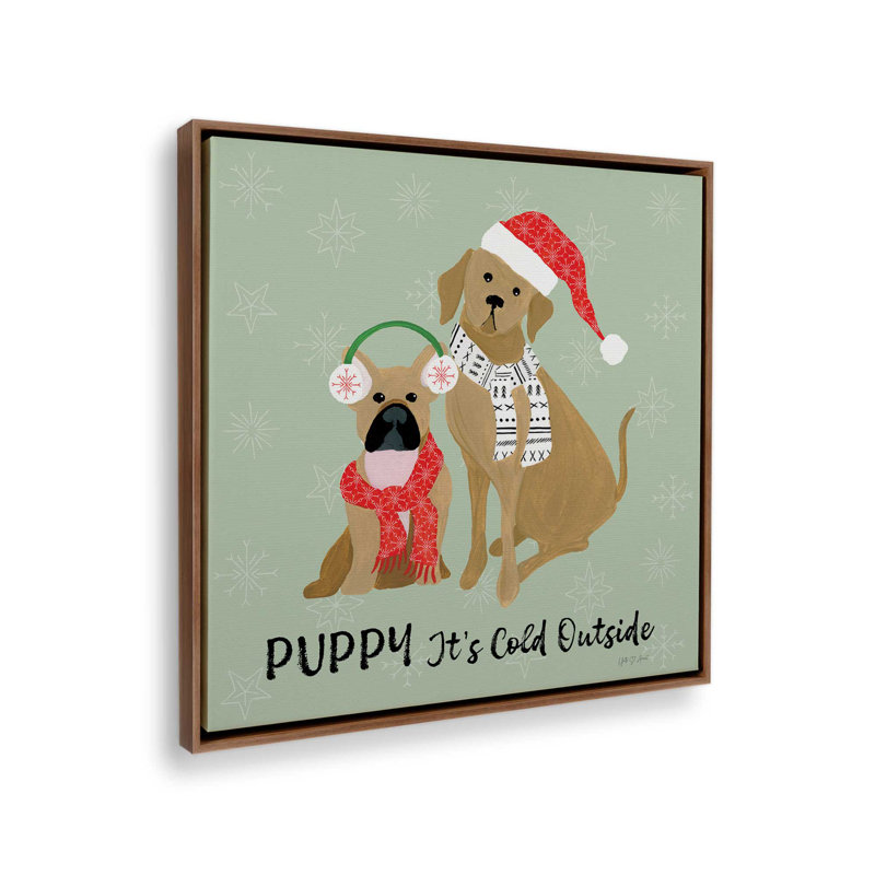 Impression sur toile «Puppy It's Cold Out II» par Yvette St. Amant, Brun, Cadre flottant, H 12 po x l 12 po