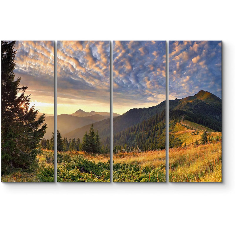 IDEA4WALL Sunset Over The Golden Mountain Forest Landscape Nature On ...