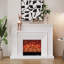 Beige Solid Wood Electric Fireplace-87337480