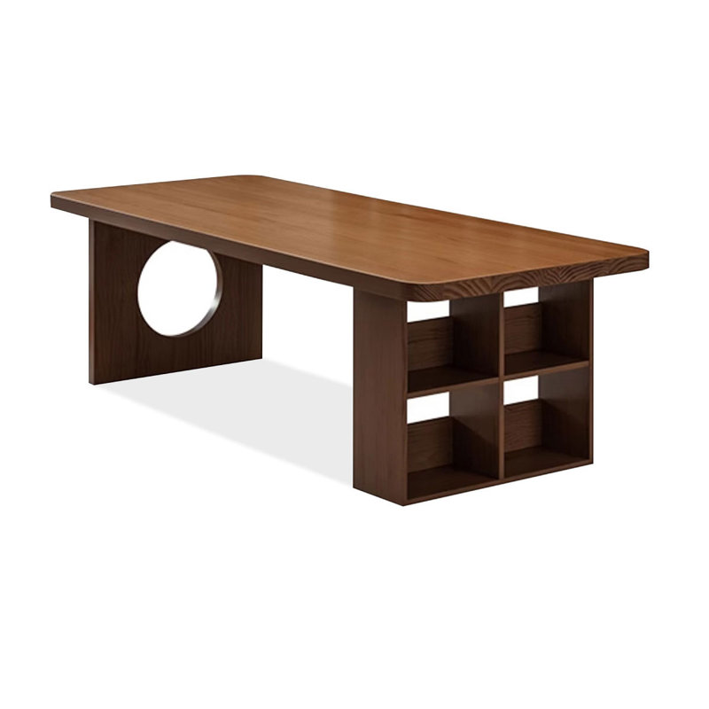 Brown Rectangular Solid Wood  desk, 29.53" H x 62.99" W x 31.5" D