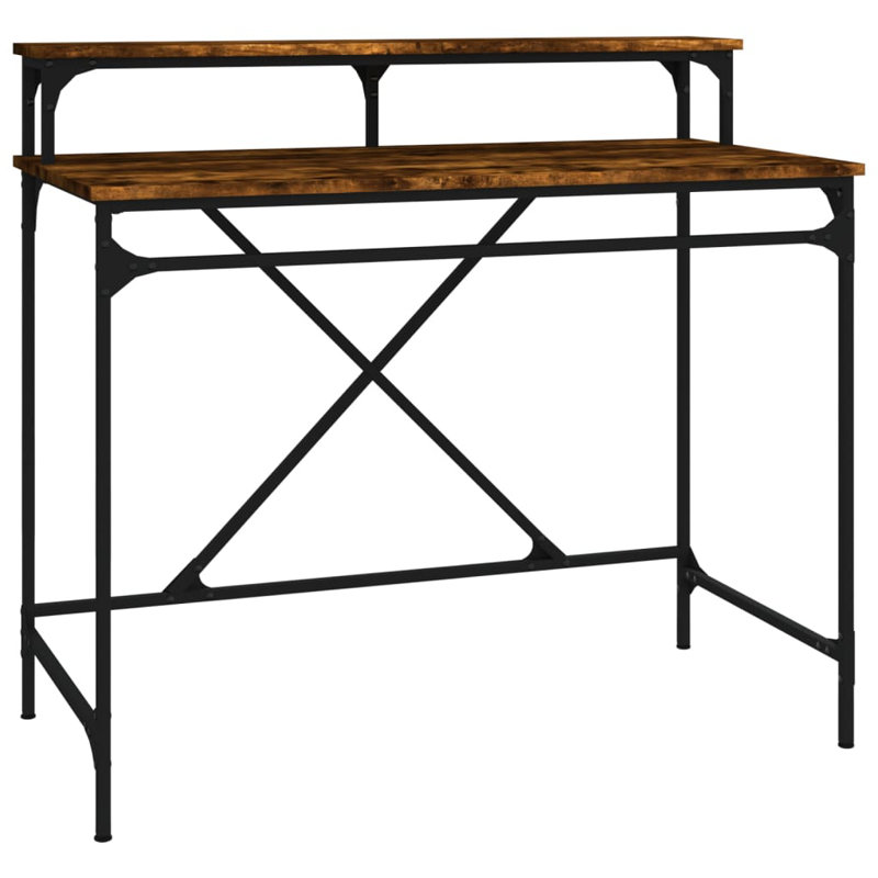 Metal Base Computer Desk, Smoked oak