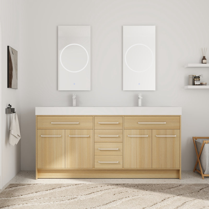 Meuble-lavabo double 72 po avec plateau en résine