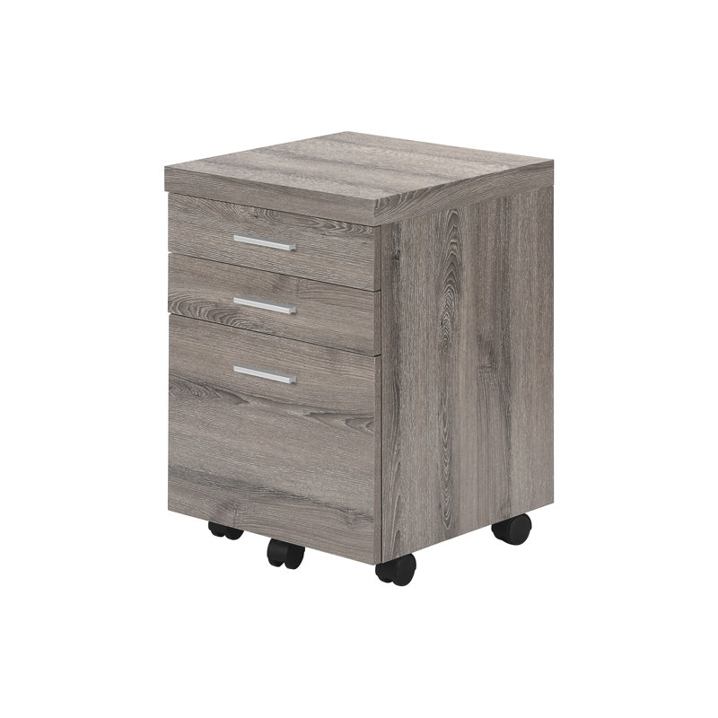 Modern File Cabinet With Wheels, Storage, Taupe, Office Style Rolling Mobility, Drawers, Taupe Laminate,