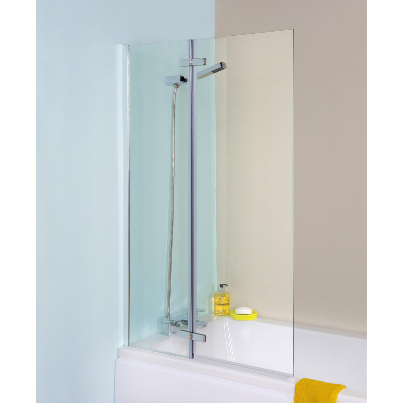 Ella Screens 745mm W x 1400mm H Hinged Semi-Frameless Tub Door with Clear Glass