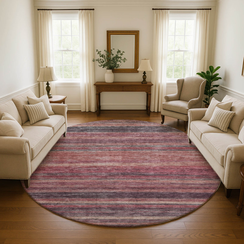 Premium Machine Washable Marasco AMF1639 Stripes Rug, Round 8'