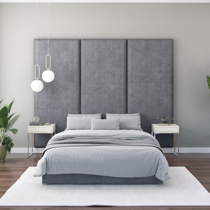 Nayali 90cm x 210cm Upholstered Wall Paneling, Steel
