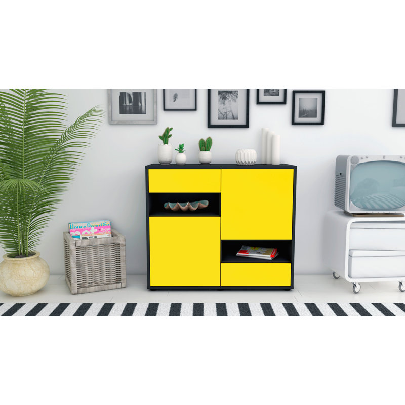 Ramsel 92cm Sideboard, Charcoal/Yellow