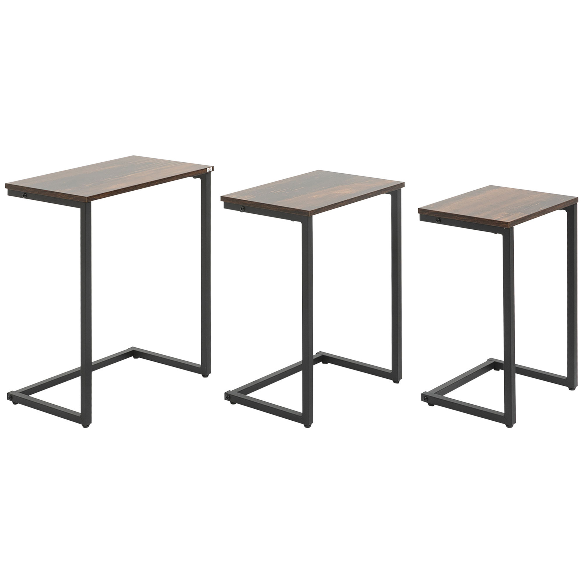 17 Stories 17 Storeys Nesting End Tables Set Of 3, CShaped Snack Side