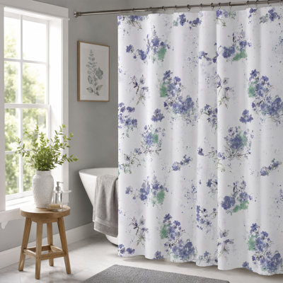 Bouquet White Floral Shower Curtain