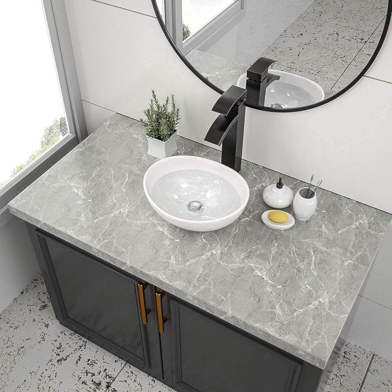 Modern Oval Ceramic Vessel Sink For Bathroom Vanity, Above Counter Installation, Durable And Easy To Clean