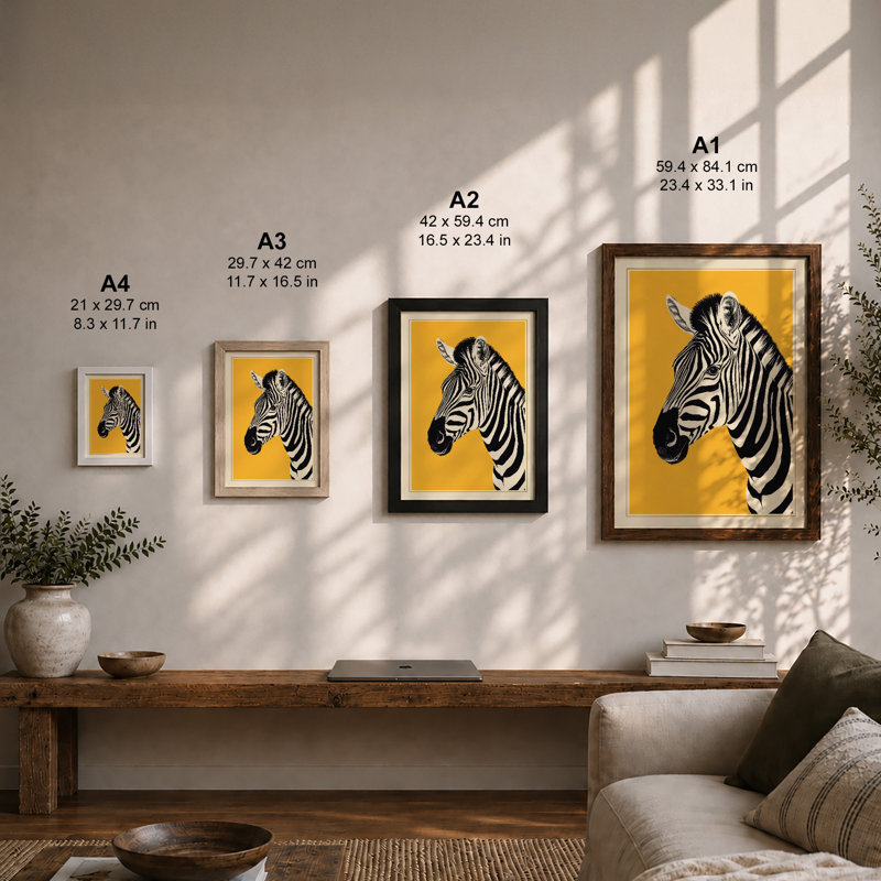 Striped Profile Graphic - Framed Print, A1 - 84.1 x 59.4 cm, White