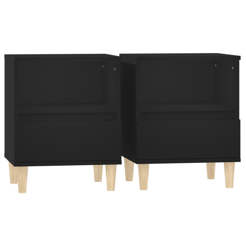 Jaiman 40cm W Bedside Table, Black, Set of 2