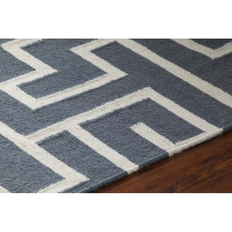 Tapis d'intérieur tissé à la main à motif géométrique ivoire tissé à la main Zuniga, 7 pi x 10 po