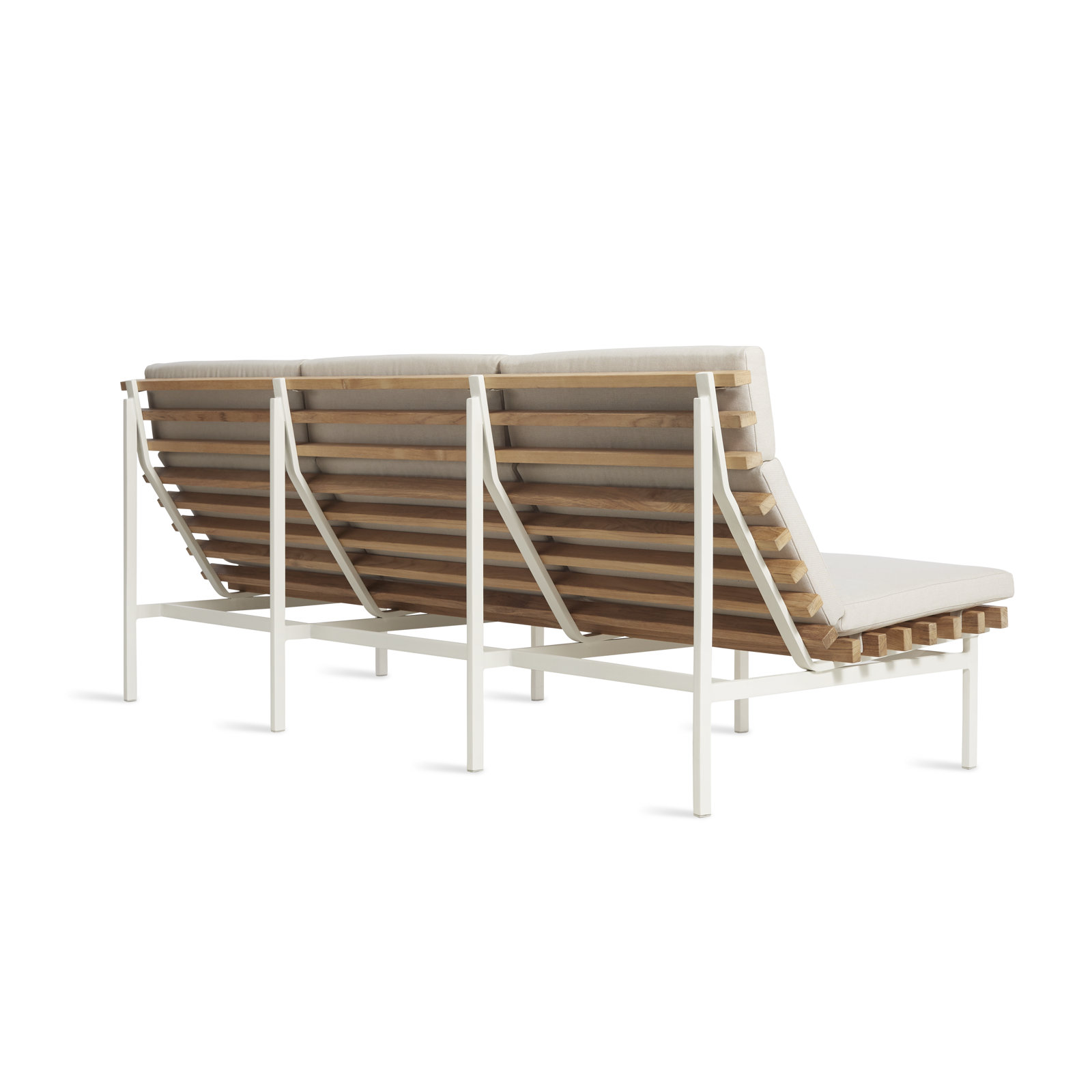 Perch 88" Teak Patio Sofa, Sunbrella Linen, White