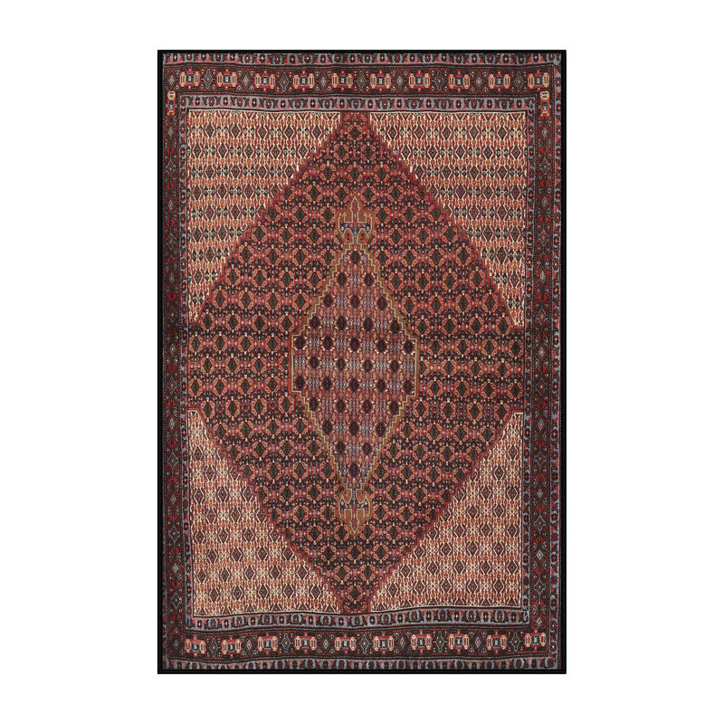Tapis traditionnel rouge / beige / brun, Rectangle 4 pi x 6 pi