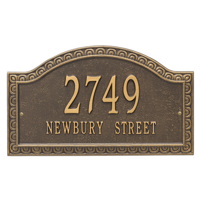 Plaque d'adresse murale personnalisée sur 2 lignes Penhurst, Bronze/Doré, Oui