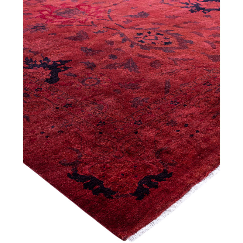 Overdyed Hand-Knotted Wool Modern-Contemporary Pink Area Rug 10' 1" x 14' 6"