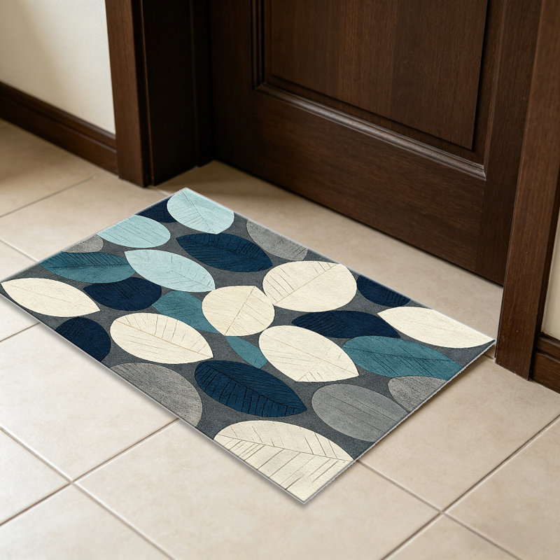 Coastal Blue Leaf Abstract carpet-easy to clean, machine-washable, soft and comfortable; suitable for door mats, kitchens, living rooms, bedrooms, corridors, and laundry areas. Easy to clean, durable carpet for home decoration.