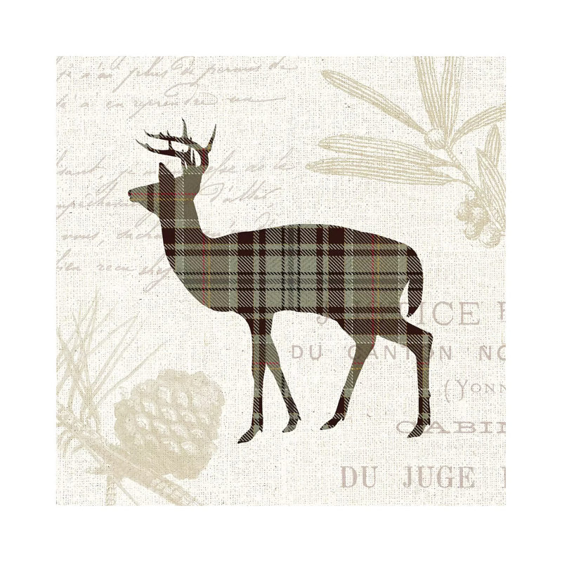 Plaid Lodge, Tan II by Wild Apple Portfolio - Wrapped Canvas Painting, 93.98 cm H x 93.98 cm W x 1.91 cm D