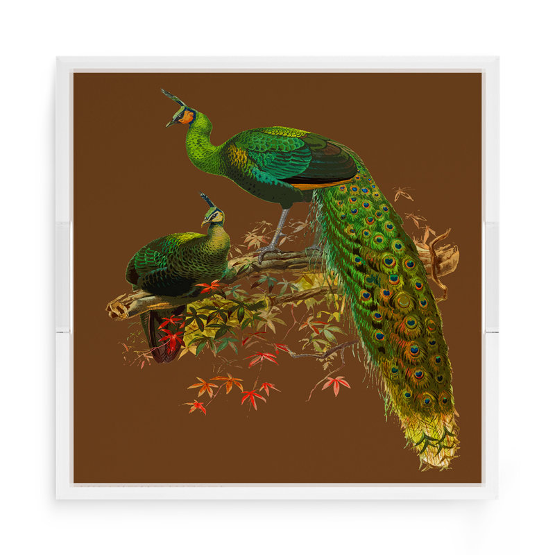 Plateau décoratif carré Family Pheasants, L 15 po x P 15 po x H 2 po, Brun