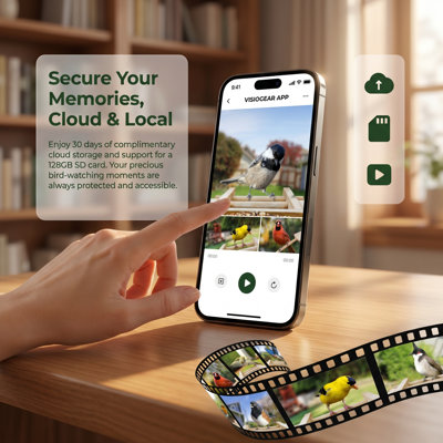 Mangeoire d'oiseaux en bois Visiogear Smart avec caméra HD - Toit classique Spire