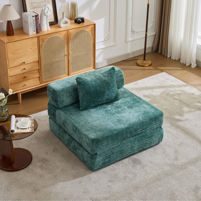 1Seat Compression Sofa,Convertible Floor Sofa Bed With Fixed-Shape Frame, Boneless Modular Sectional Sofa,No Assembly Required,Chenille Fabric