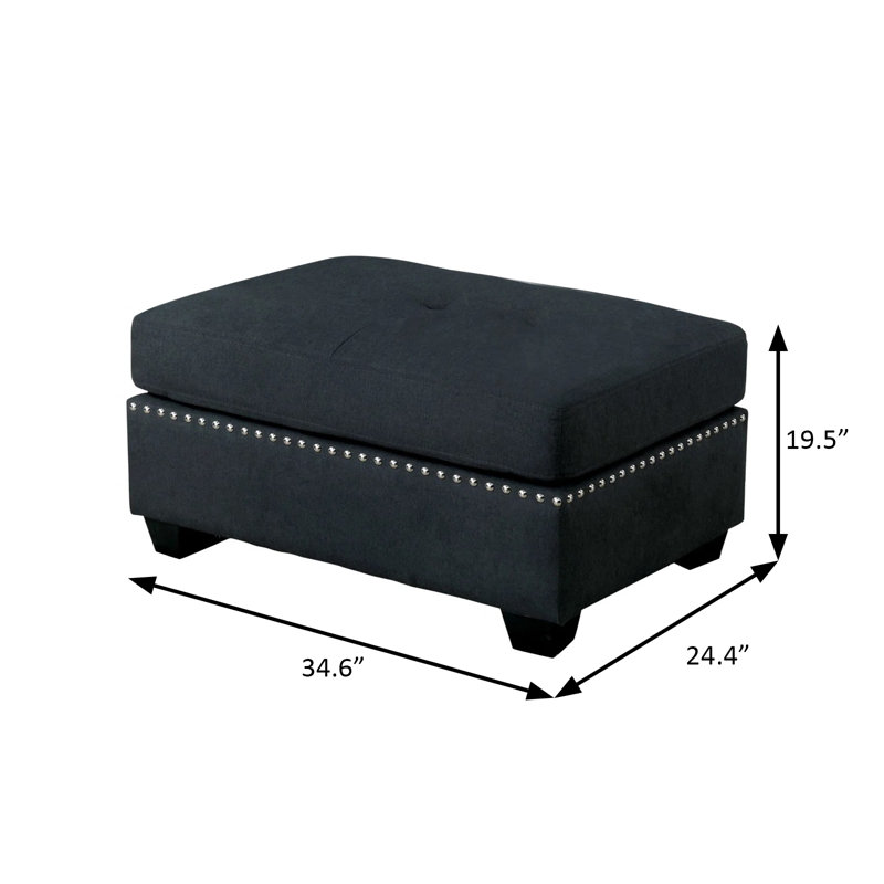 34.6" W Transitional Ottoman, Dark Gray