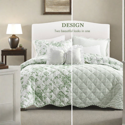 Reversible King Bedding Sets, Soft Polyester Floral Quilt for Home