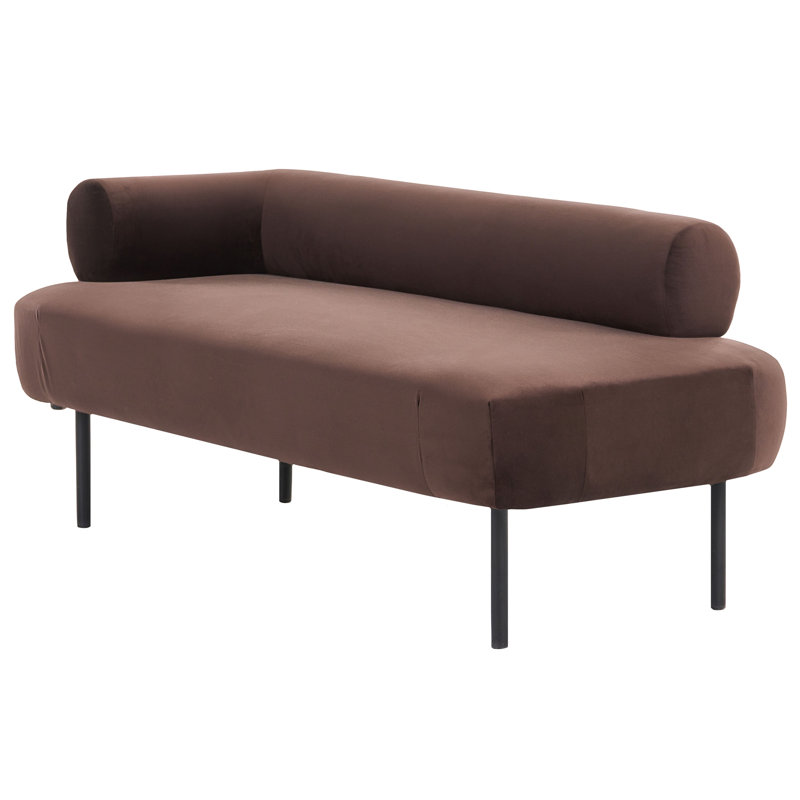 Deletha Upholstered Chaise Lounge, Left Hand Facing, Velvet, Dark Brown
