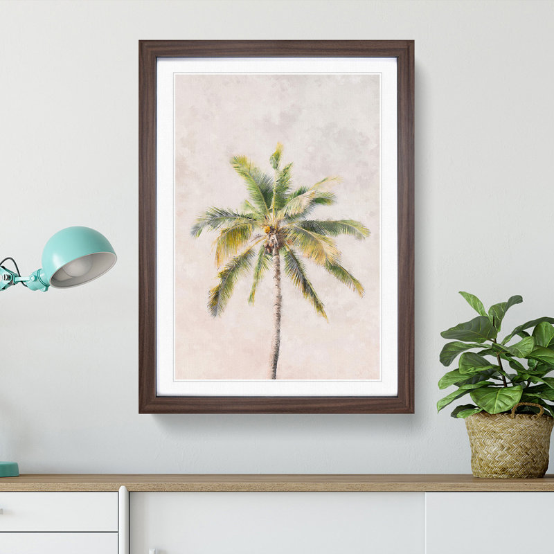 Cuban Palm Tree - Picture Frame Painting Print, Walnut Framed, 33cm H x 24cm W x 2cm D