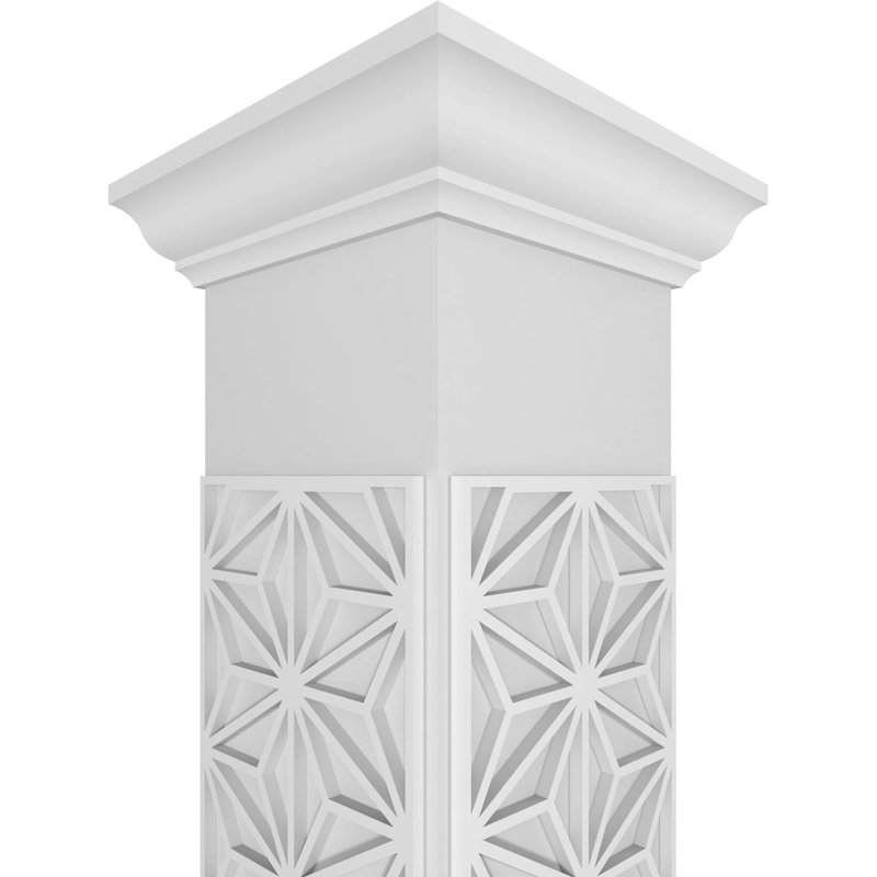 Craftsman Classic Square Non-Tapered Hampton Fretwork Column, 120" H x 11.625" W x 11.625" D